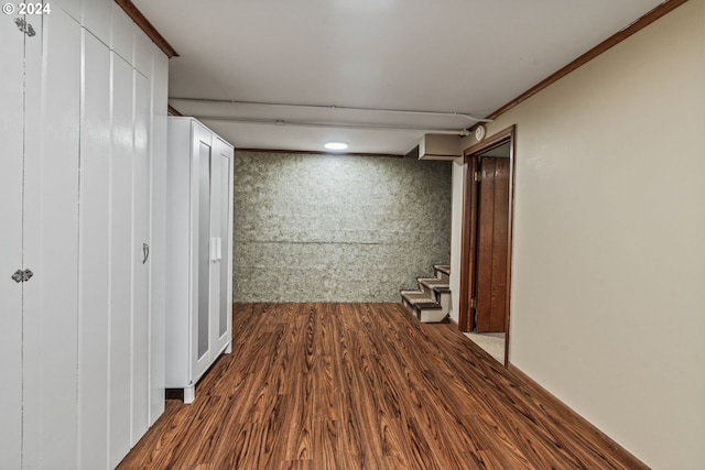 hall with dark wood-type flooring