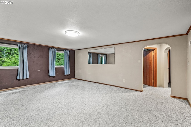 spare room featuring a textured ceiling and carpet floors