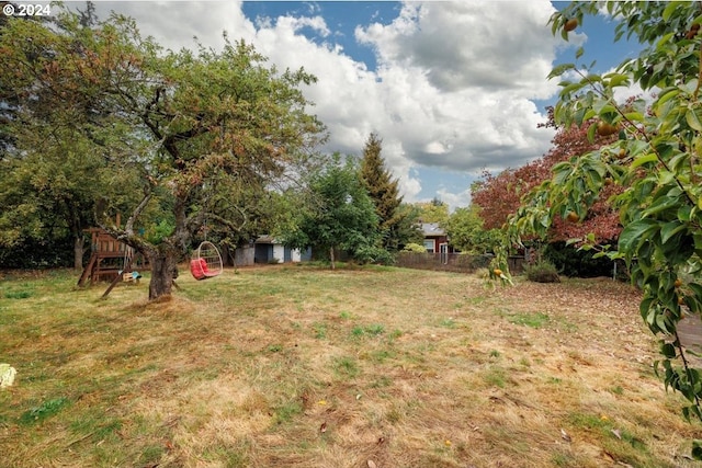 view of yard with a playground