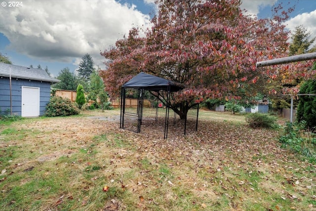 view of yard with a gazebo