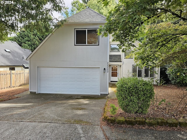 view of front of property featuring a garage