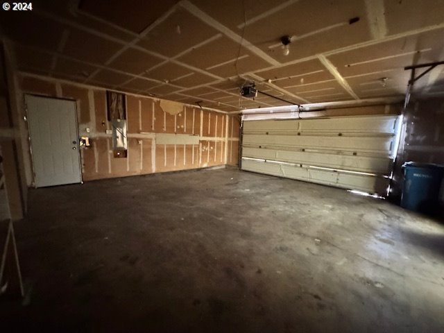 garage with a garage door opener