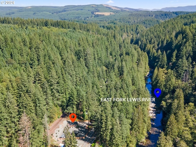 aerial view with a water and mountain view