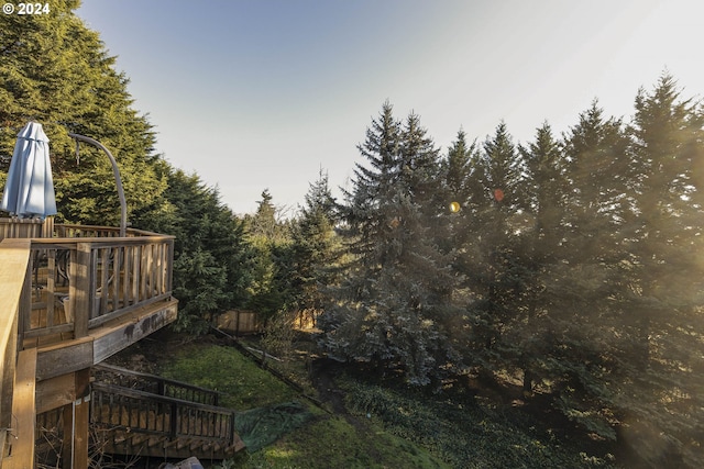 view of yard with a wooden deck