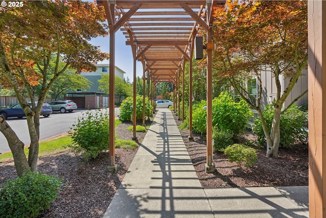 view of patio featuring a pergola