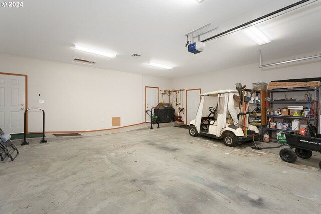 garage with a garage door opener