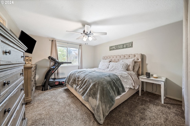 bedroom with carpet floors and ceiling fan