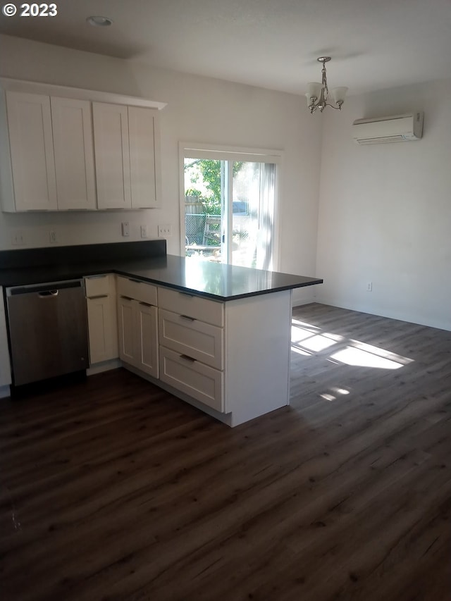 236 NE 156th Ave Unit A & B, Portland, OR 97230 - kitchen featuring stainless steel dishwasher, dark wood finished floors, and white cabinets