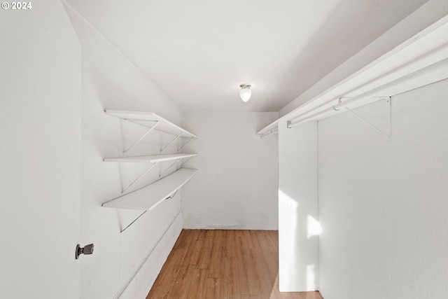 spacious closet with light hardwood / wood-style floors