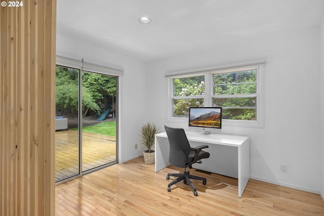 office space featuring light hardwood / wood-style flooring