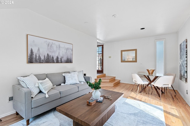 living room with light wood-type flooring