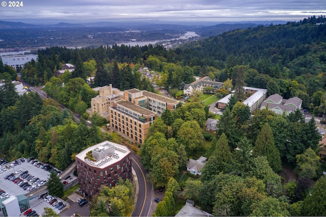 aerial view with a wooded view