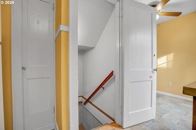 1175 Hines St SE, Salem, OR 97302 - staircase with ceiling fan and baseboards