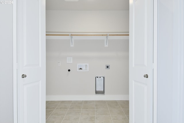 laundry room featuring washer hookup, electric dryer hookup, light tile patterned flooring, and gas dryer hookup