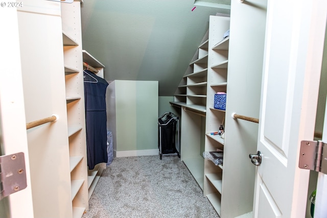 spacious closet featuring light carpet