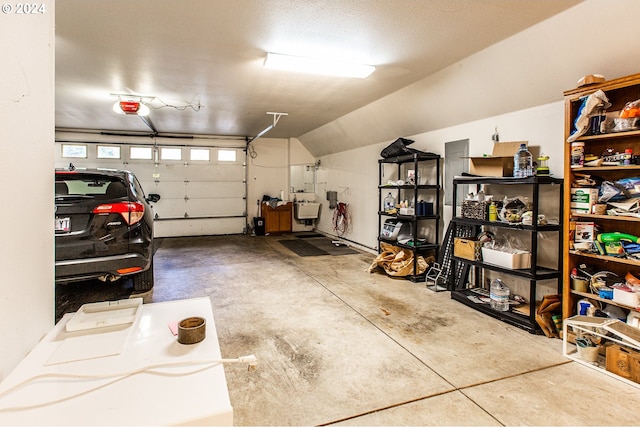 garage with a garage door opener