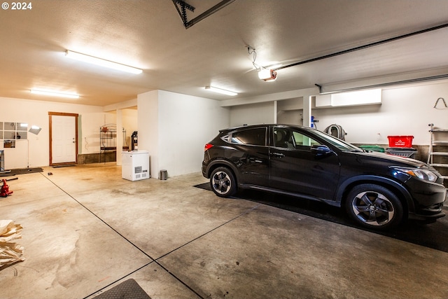 garage with a garage door opener