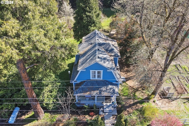 aerial view with a forest view