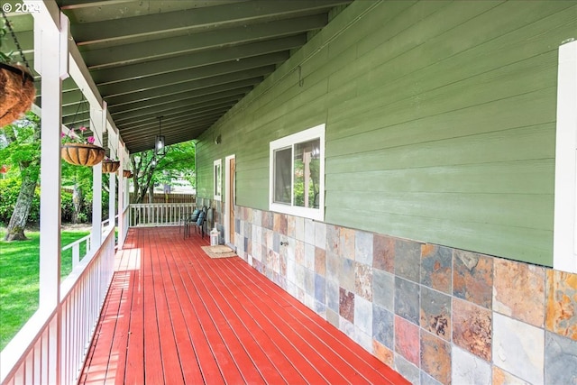 deck with a porch