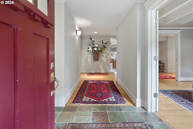 foyer entrance with crown molding