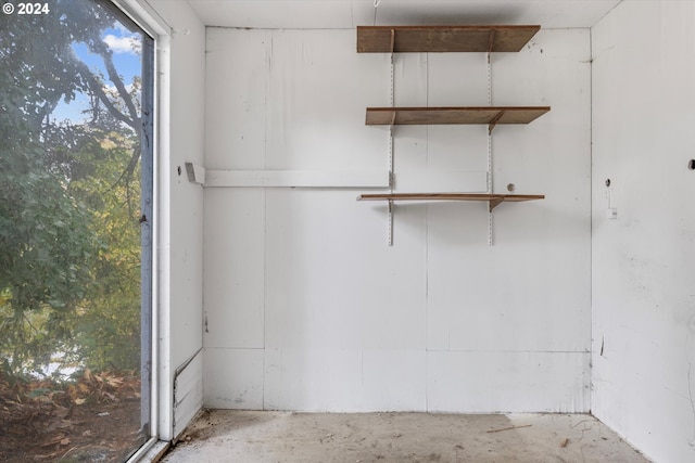 interior space featuring concrete floors