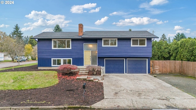 bi-level home with a garage