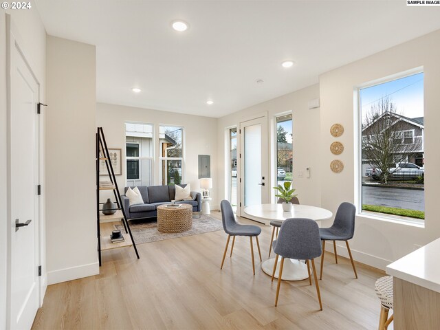 dining area featuring light hardwood / wood-style floors