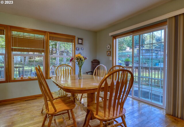 dining area featuring light hardwood / wood-style floors