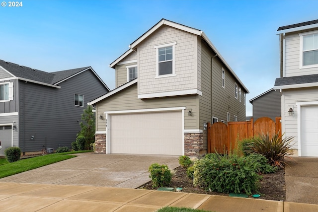 view of front of home with a garage