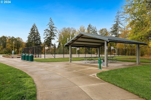 surrounding community featuring a gazebo and a yard