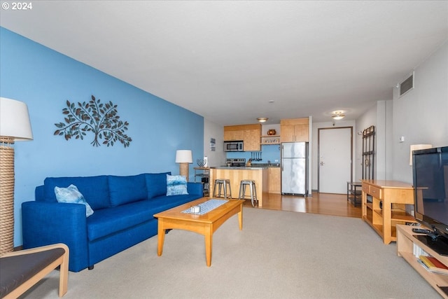 living room featuring light hardwood / wood-style floors