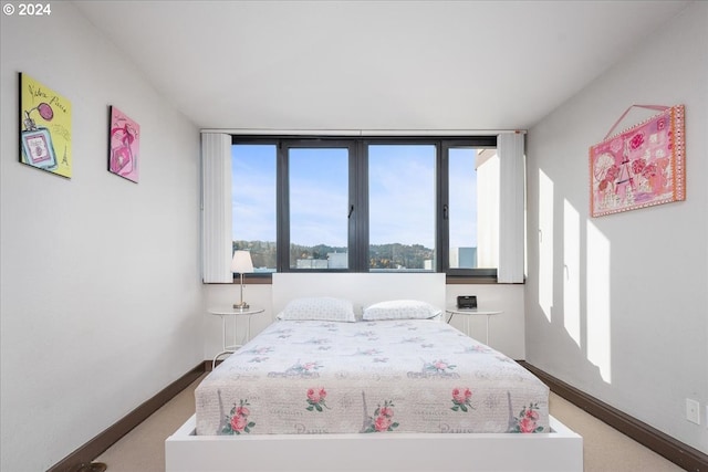 carpeted bedroom featuring multiple windows