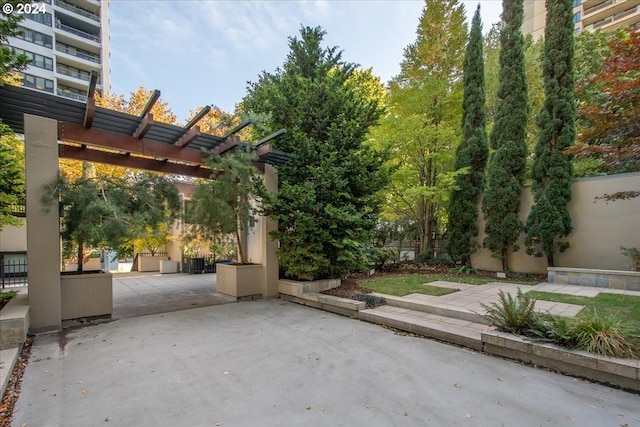 view of patio / terrace featuring a pergola