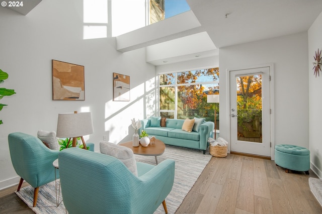 living room with light wood-type flooring