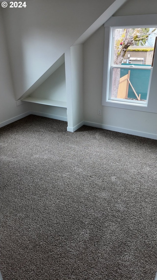 bonus room featuring lofted ceiling and carpet floors