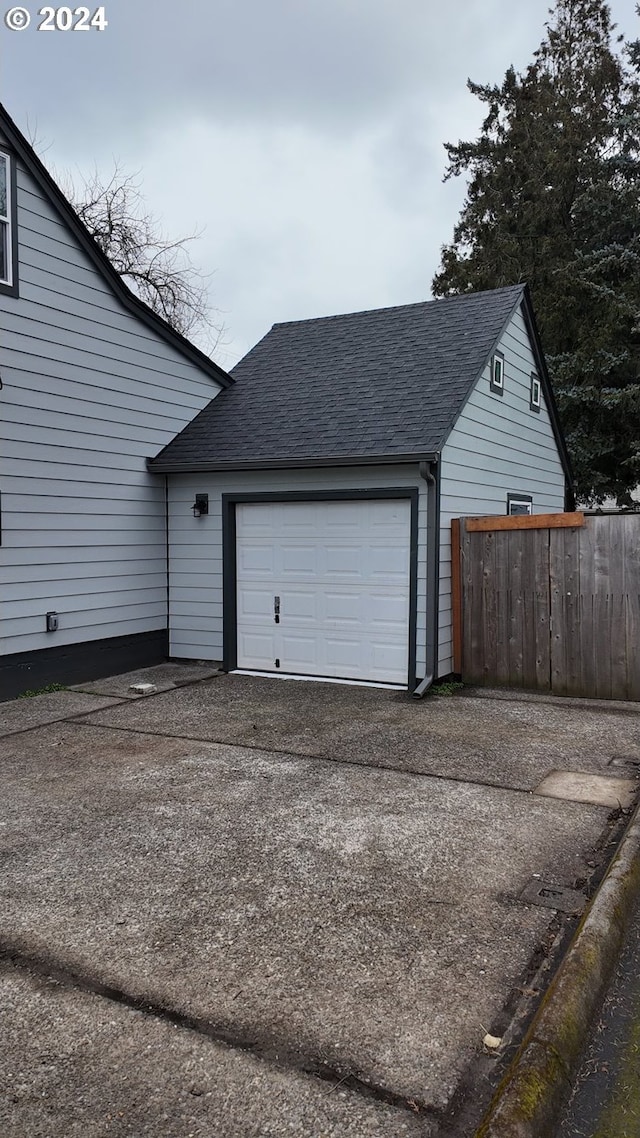 view of garage