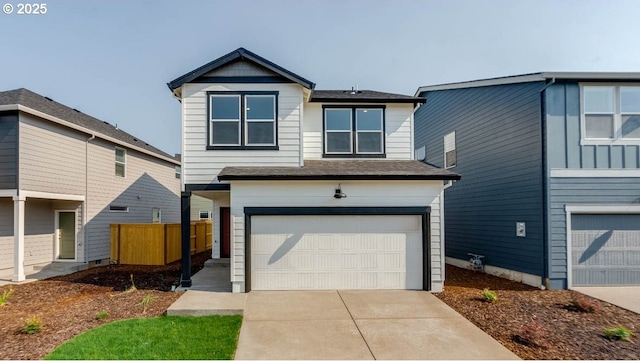 view of front of home with a garage