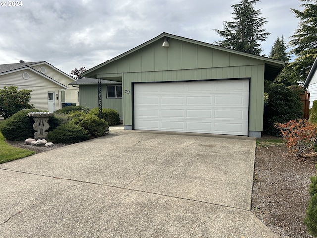 single story home with a garage