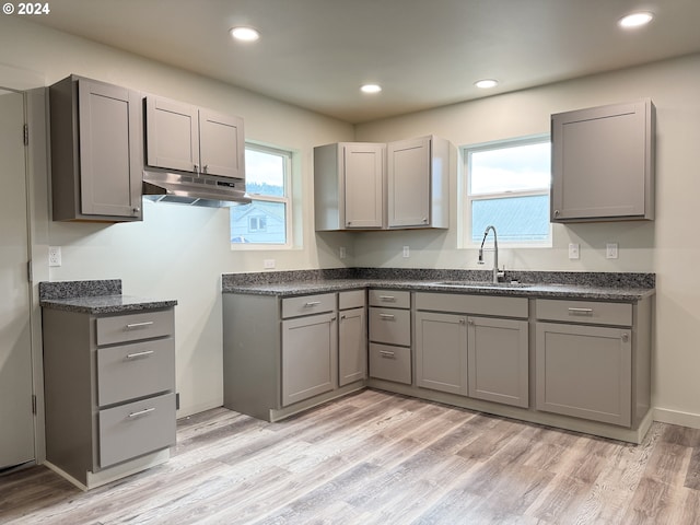 kitchen featuring gray cabinets, sink, and a wealth of natural light