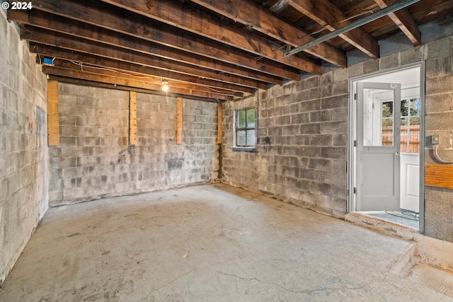 basement featuring plenty of natural light