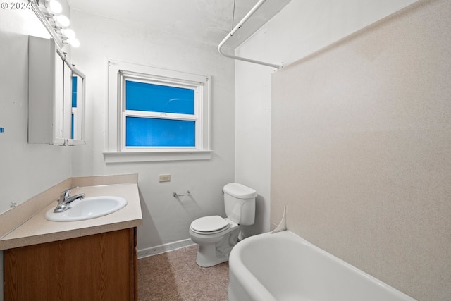 full bathroom featuring vanity, shower / bathtub combination, and toilet