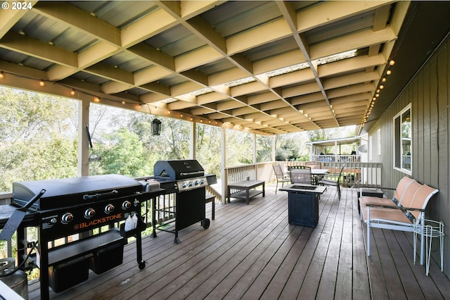 deck featuring grilling area