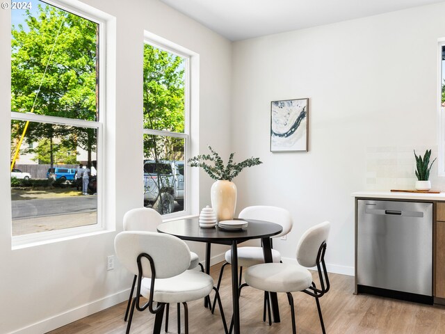 3550 NE Garfield Ave Unit 1, Portland, OR 97212 - dining room featuring light wood-type flooring