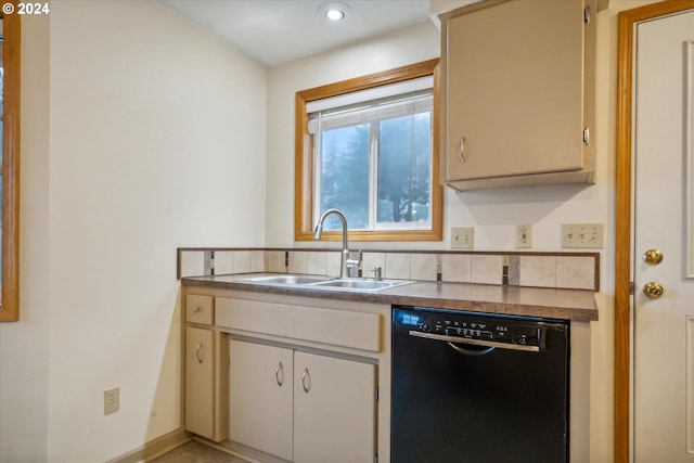 kitchen with backsplash, dishwasher, and sink