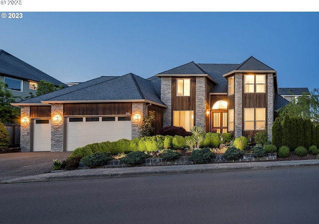 view of front of house with a garage