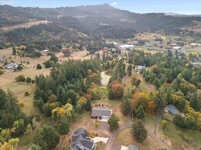 birds eye view of property with a mountain view