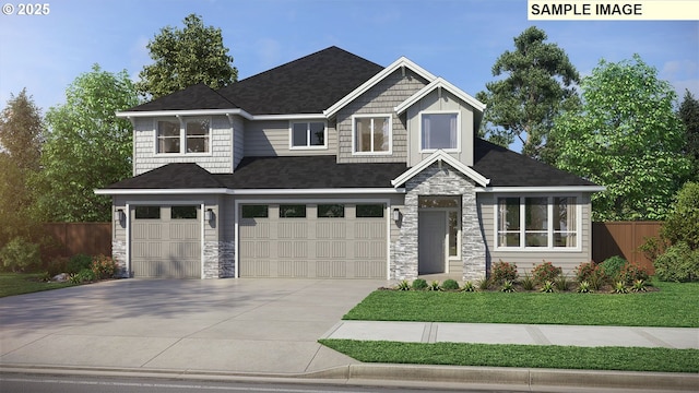 1004 S Mountain Pl, Ridgefield, WA 98642 - craftsman-style house with stone siding, a garage, driveway, and a shingled roof