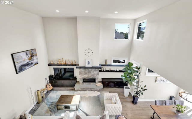 living room featuring light wood-type flooring