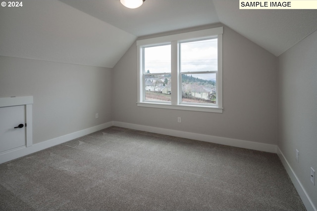 additional living space featuring carpet floors and vaulted ceiling