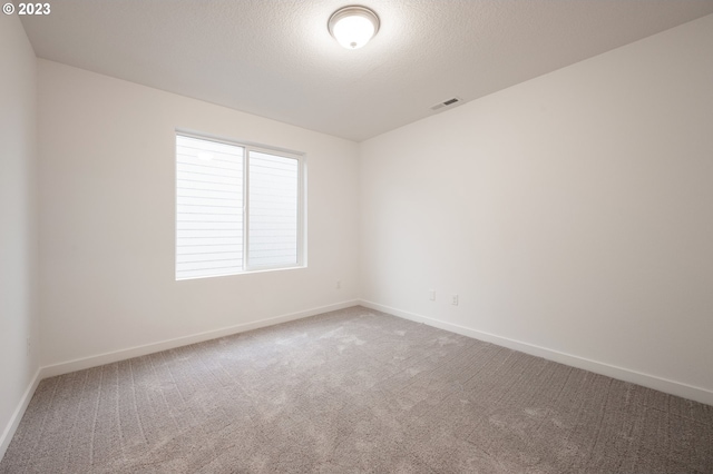 carpeted spare room with a textured ceiling